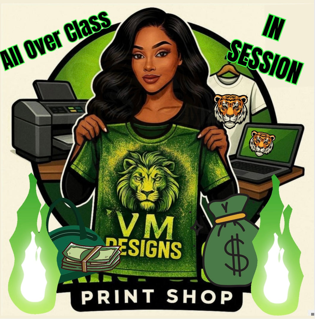 All over shirt class for small printers how to use hack to accomplish an all over with minimal sheets.  Pre-Recorded